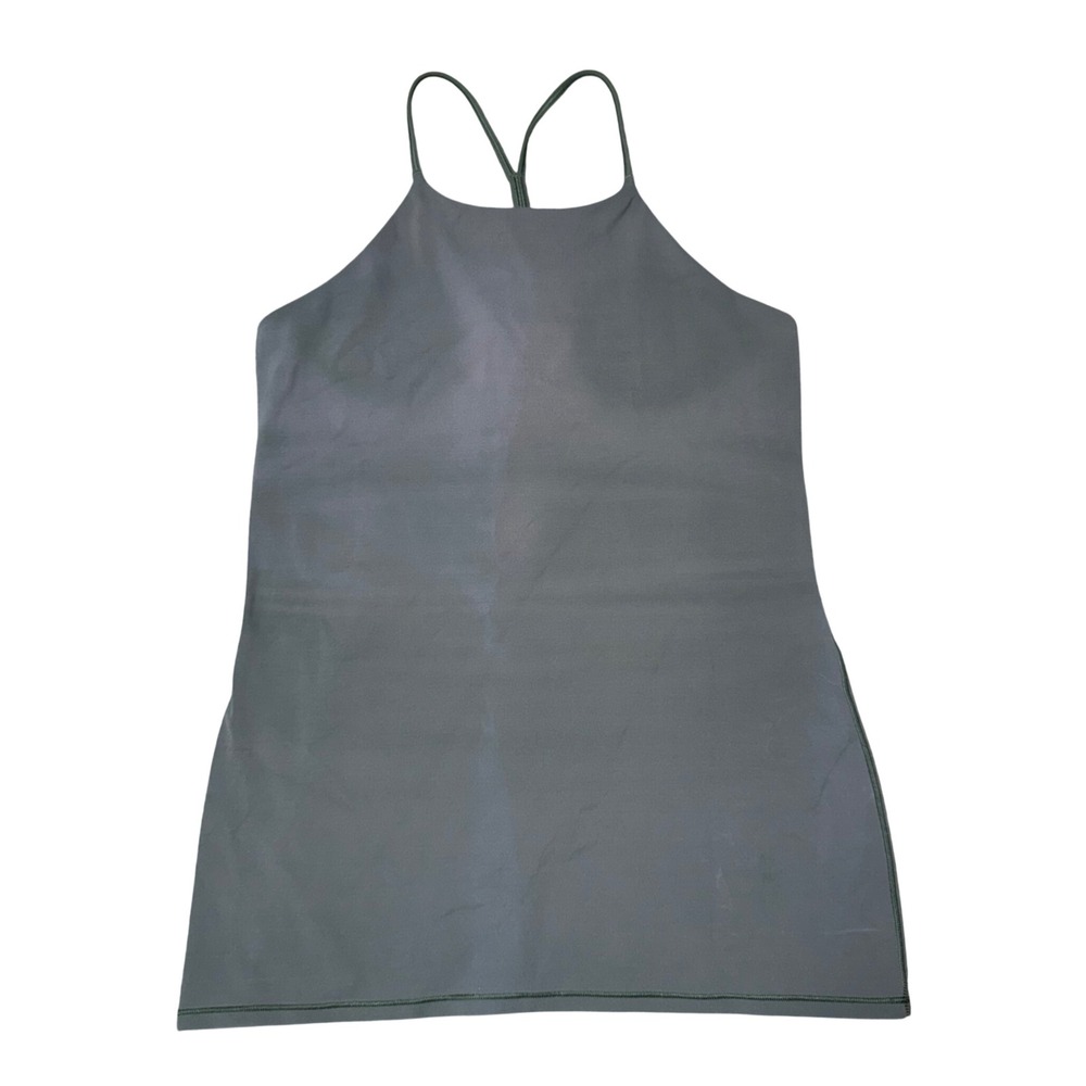 Lululemon Ebb to Street Tank Women 10 Dark Green Excellent High Neck Racerback
